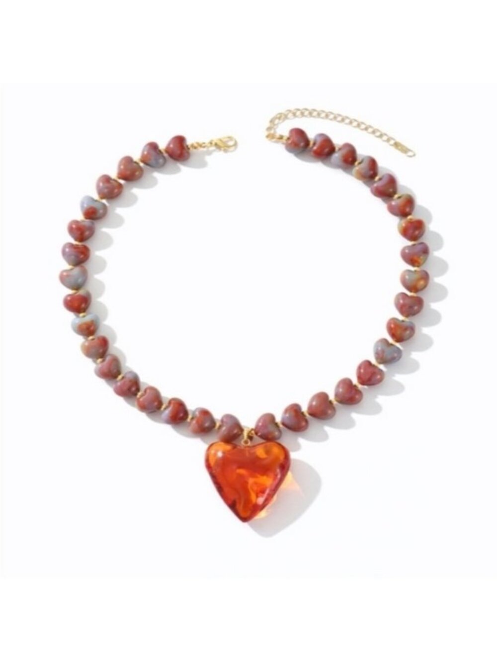 New! Acrylic Heart Beaded Necklace NWOT (3007)